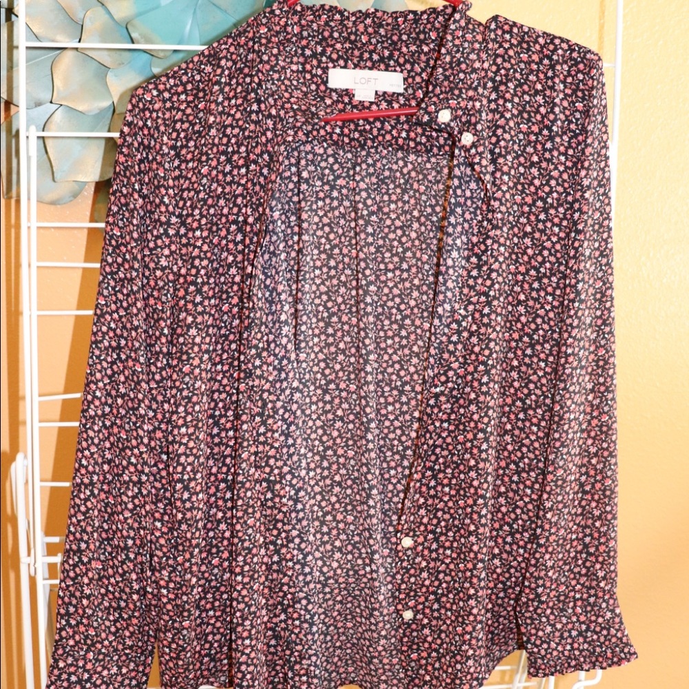 Button down high neck blouse